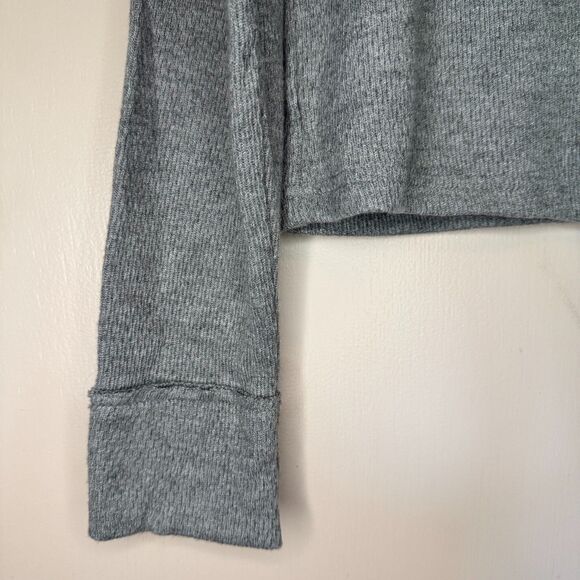 THREE DOTS womens size small S thermal button gray long sleeve henley top shirt - Picture 6 of 9